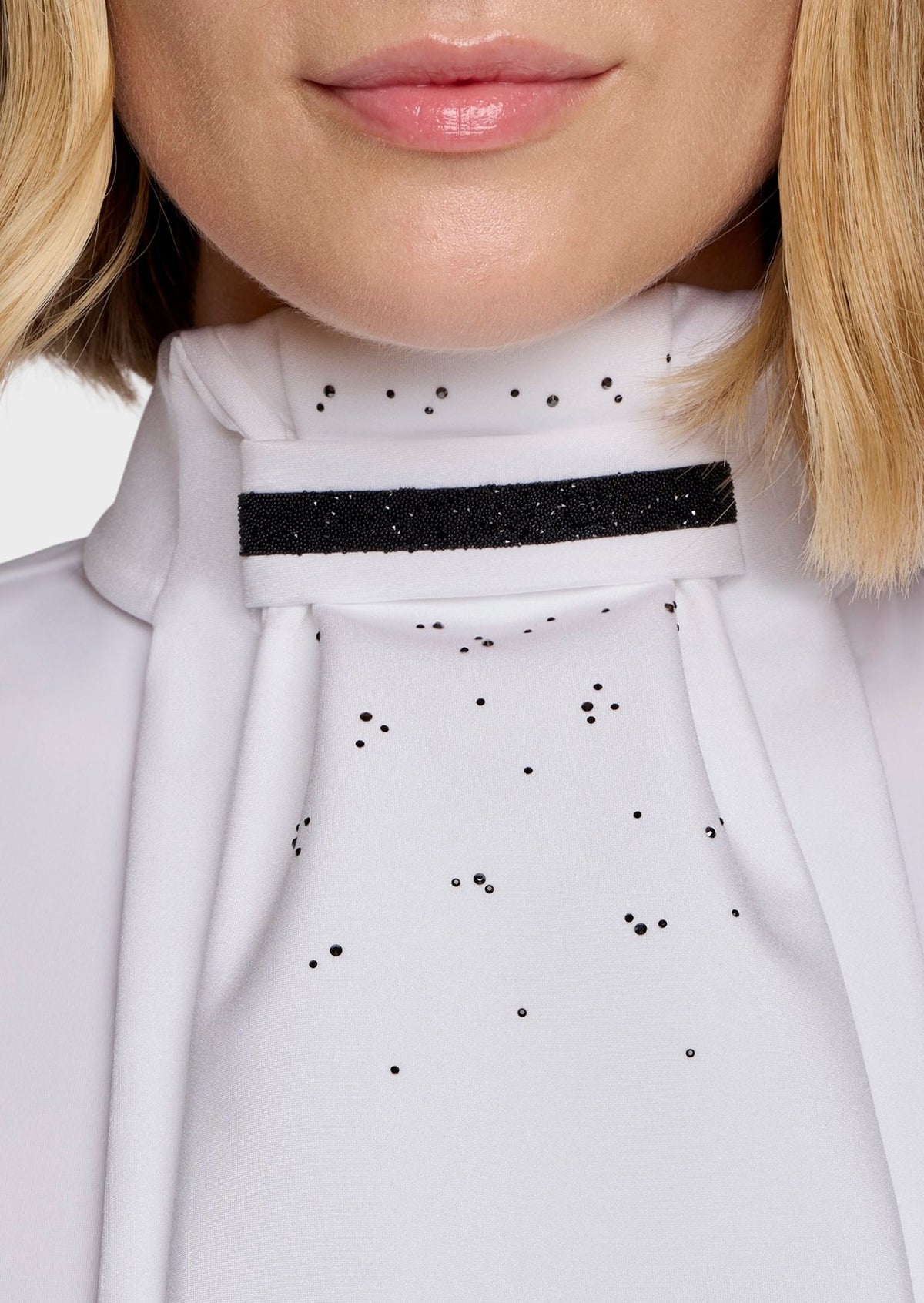 Samshield Plastron Crystal Fabric FW26 Black Chrome - detail - Maddelin Equestrian