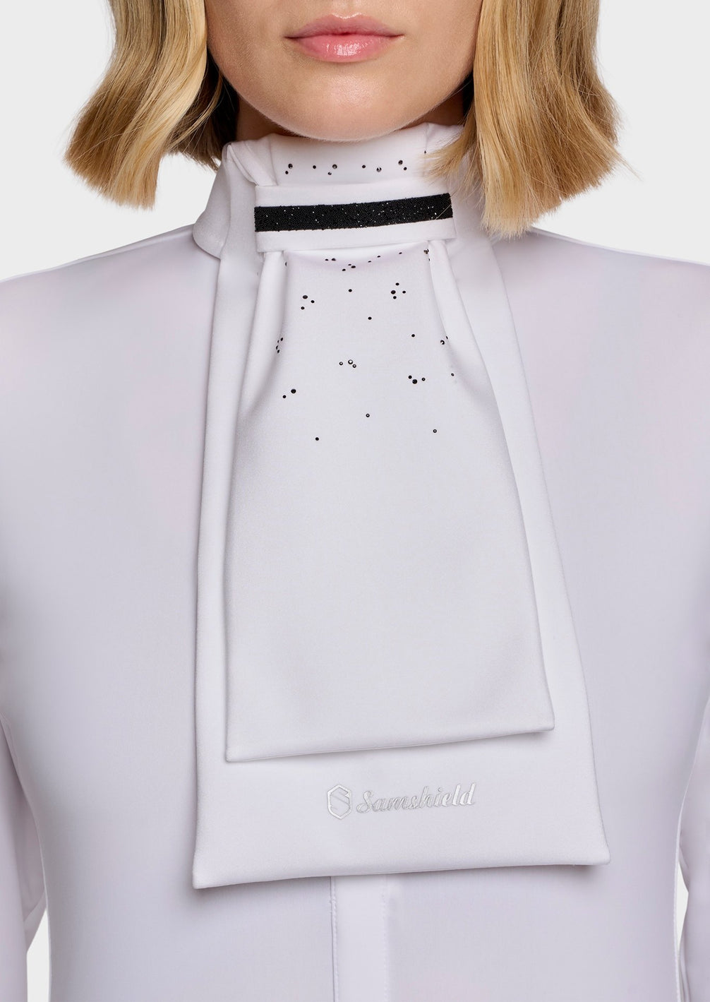 Samshield Plastron Crystal Fabric FW26 Black Chrome - voorkant - Maddelin Equestrian