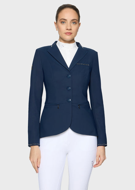 Samshield Victorine Crystal Fabric Wedstrijdjas Dames FW26 Cosmic Blue - voorkant - Maddelin Equestrian