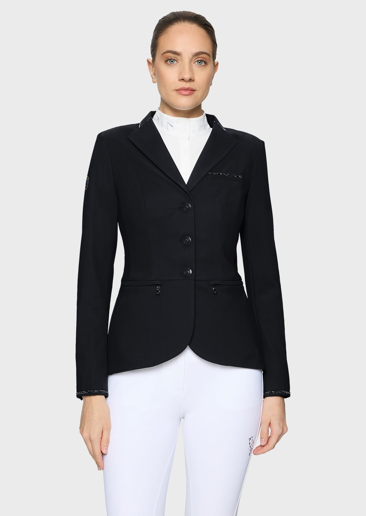 Samshield Victorine Crystal Fabric Wedstrijdjas Dames FW26 Zwart - voorkant - Maddelin Equestrian