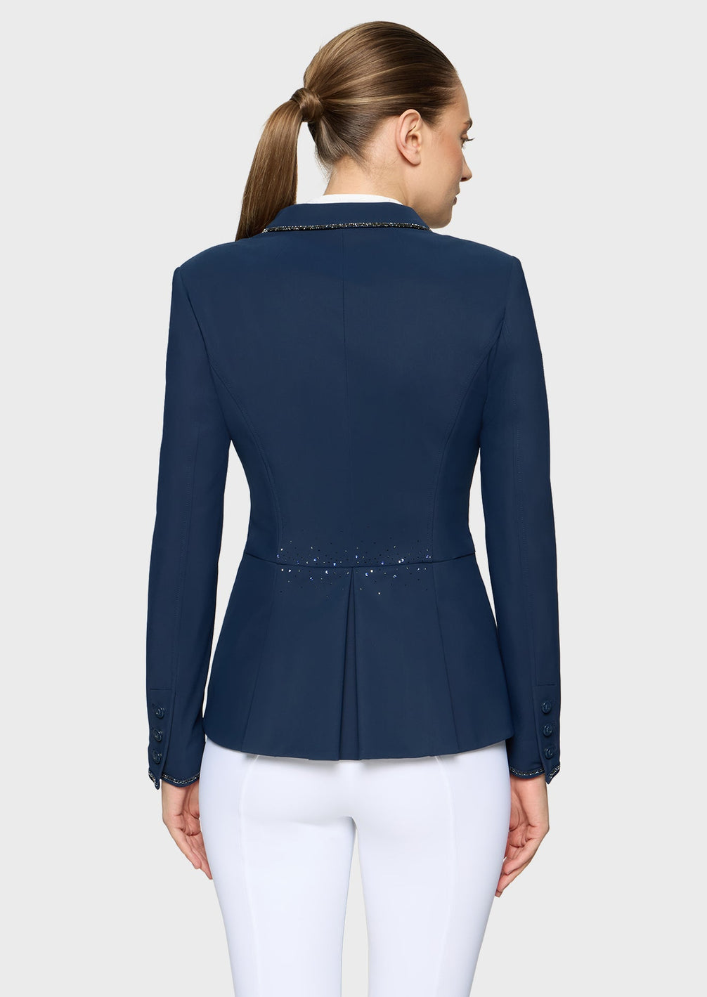 Samshield Victorine Crystal Fabric Wedstrijdjas Dames FW26 Cosmic Blue - achterkant - Maddelin Equestrian