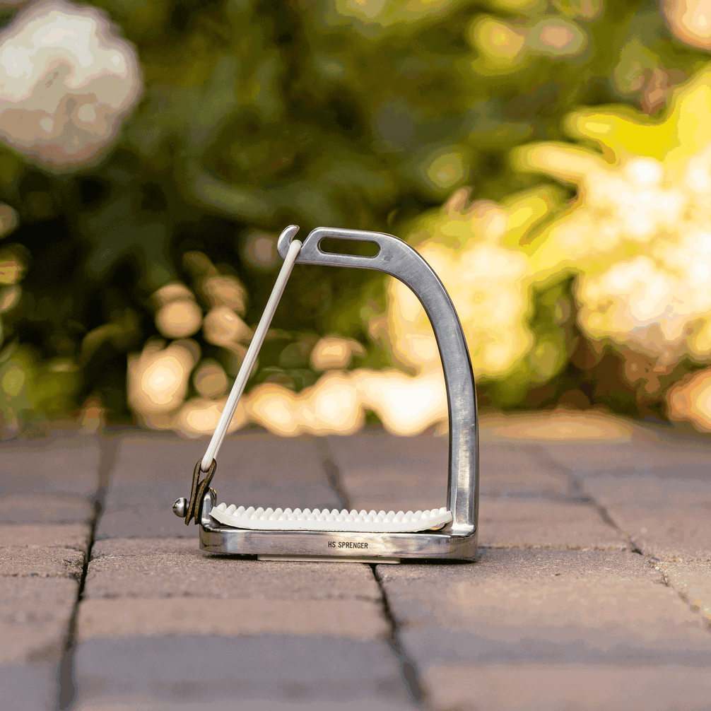 Sprenger Peacock Stirrups with rubber ring - Stainless steel; size 110 mm Black rubber pad Beugels - Maddelin Equestrian