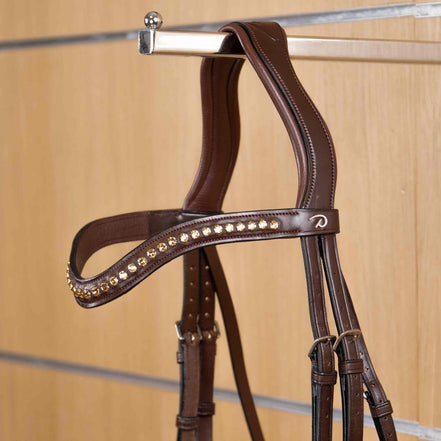 Swarovski frontriem V - vorm goud Frontriemen - Maddelin Equestrian Dy on