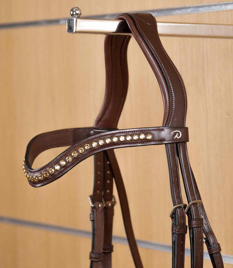 Swarovski frontriem V - vorm goud Frontriemen - Maddelin Equestrian Dy on