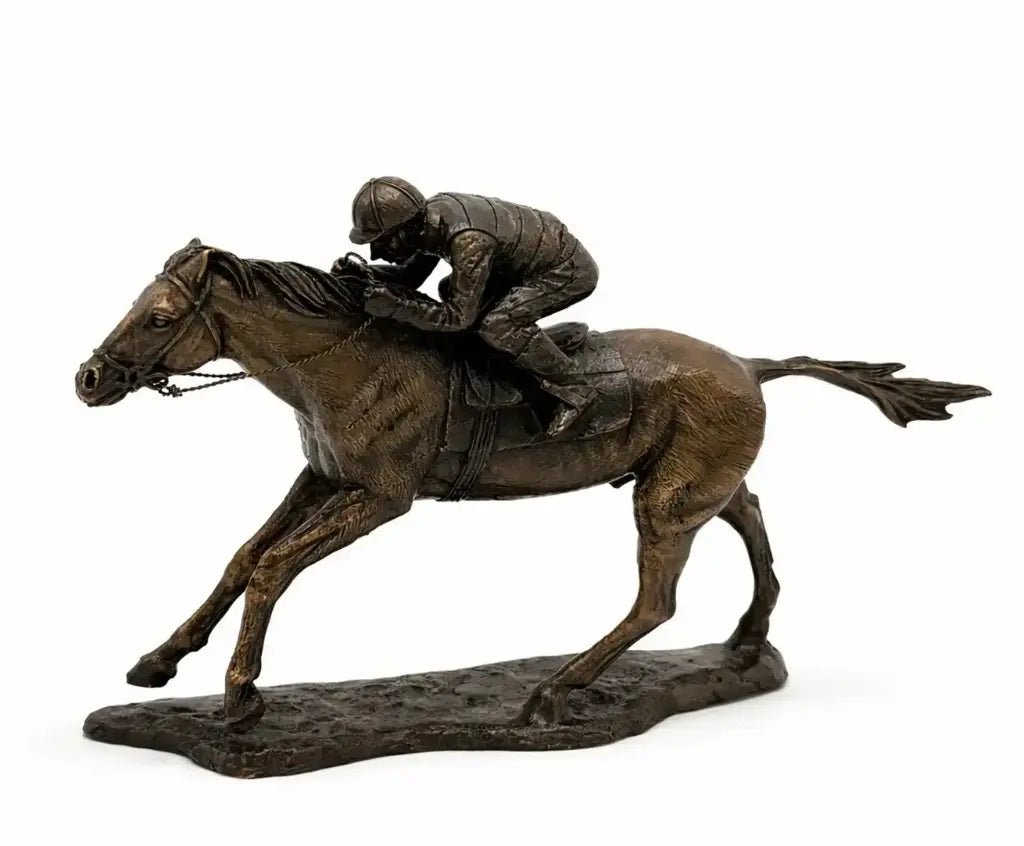 Thermobrass Bronzen Beeld Jockey op Paard Klein | Maddelin Equestrian