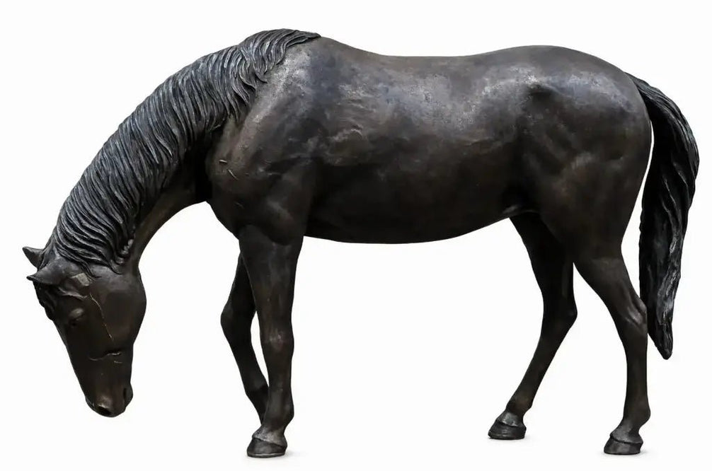 Thermobrass Bronzen Beeld Levensgroot Paard Hoofd Omlaag | Maddelin Equestrian