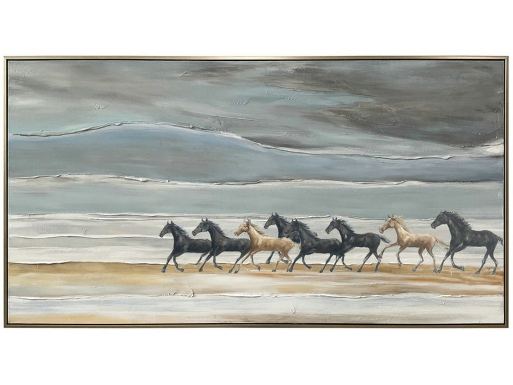 Thermobrass Canvas Schilderij Paarden aan de Kust | Maddelin Equestrian