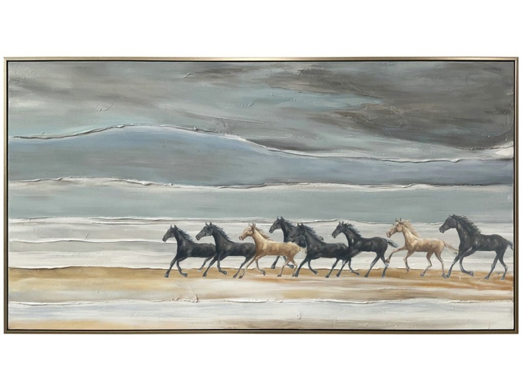 Thermobrass Canvas Schilderij Paarden aan de Kust | Maddelin Equestrian