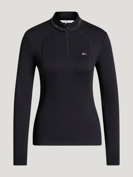 Tommy Hilfiger Cady 1/4 Zip Rhinestone Training Top Dames Dames Shirts - Maddelin Equestrian