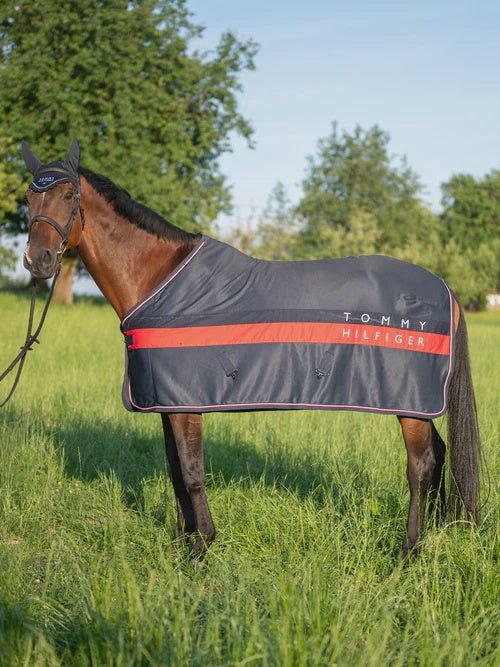 Tommy Hilfiger Equestrian Kingston Light & Dry Color Block Paardendeken Desert Sky Zweetdekens - Maddelin Equestrian Tommy Hilfiger Equestrian