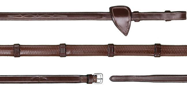 Dy'on 1/2 (13mm) Rubber Reins 7 Leather Stops Hunter Coll.