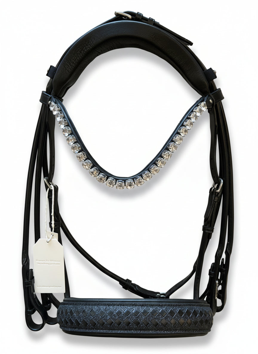 Utzon Olympic Stang & Trens Crystal Black Silver With Empire Browband Clear Full Stang & Trens - Maddelin Equestrian Utzon Equestrian