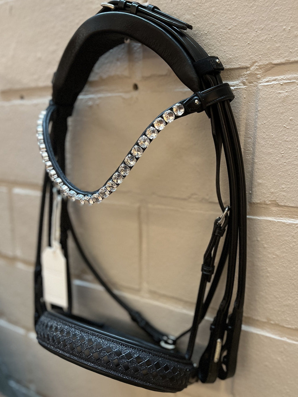Utzon Olympic Stang & Trens Crystal Black Silver With Empire Browband Clear Full Stang & Trens - Maddelin Equestrian