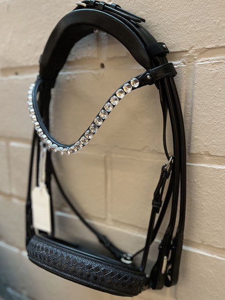 Utzon Olympic Stang & Trens Crystal Black Silver With Empire Browband Clear Full Stang & Trens - Maddelin Equestrian Utzon Equestrian