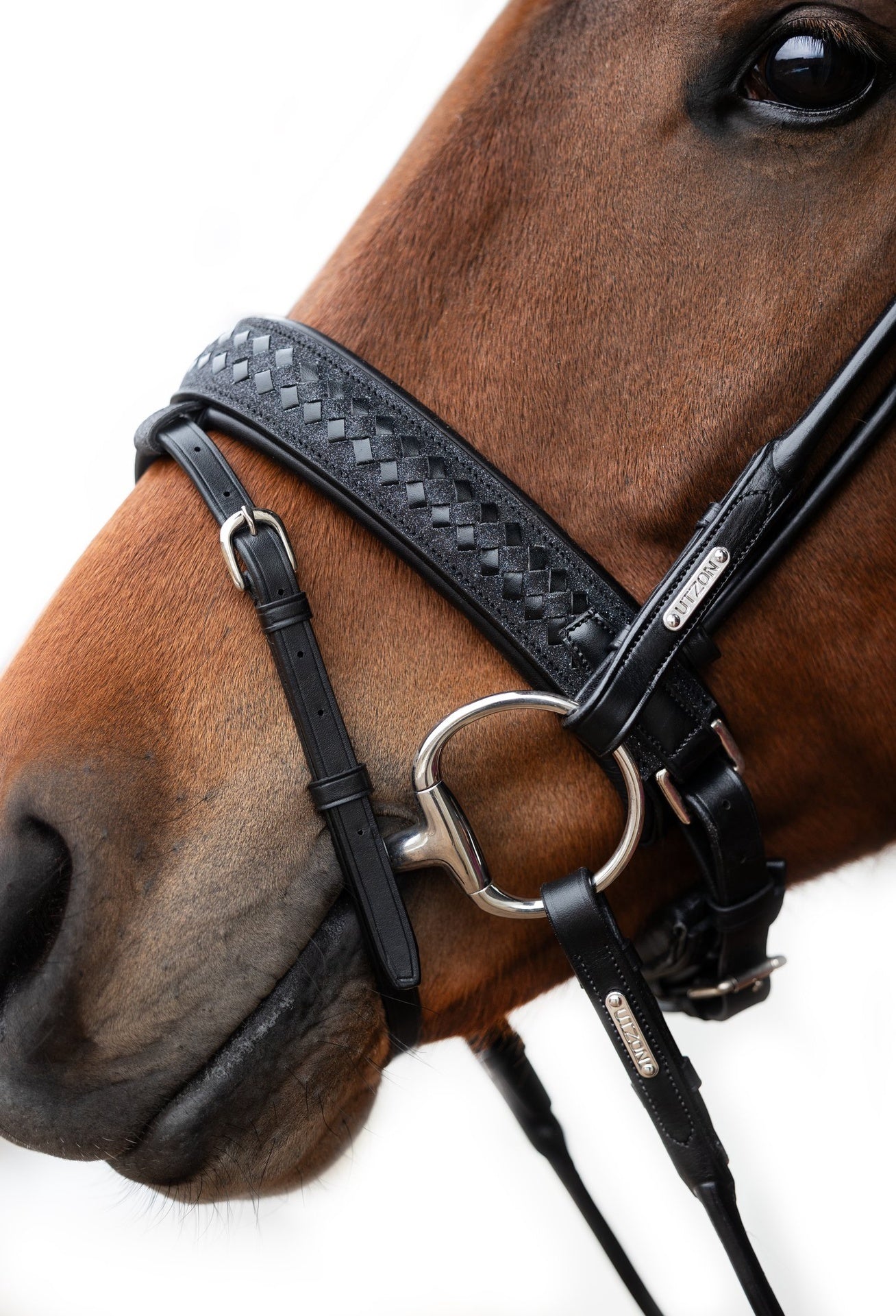 Utzon Olympic Stang & Trens Crystal Black Silver With Empire Browband Clear Full Stang & Trens - Maddelin Equestrian
