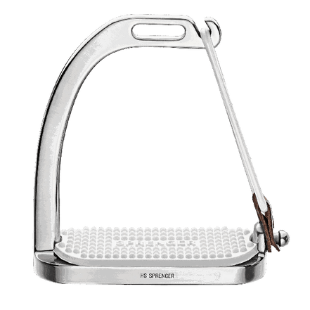 Sprenger Peacock Stirrups with rubber ring - Stainless steel; size 110 mm Black rubber pad