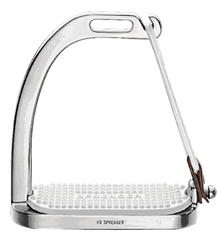 Sprenger Peacock Stirrups with rubber ring - Stainless steel; size 110 mm Black rubber pad