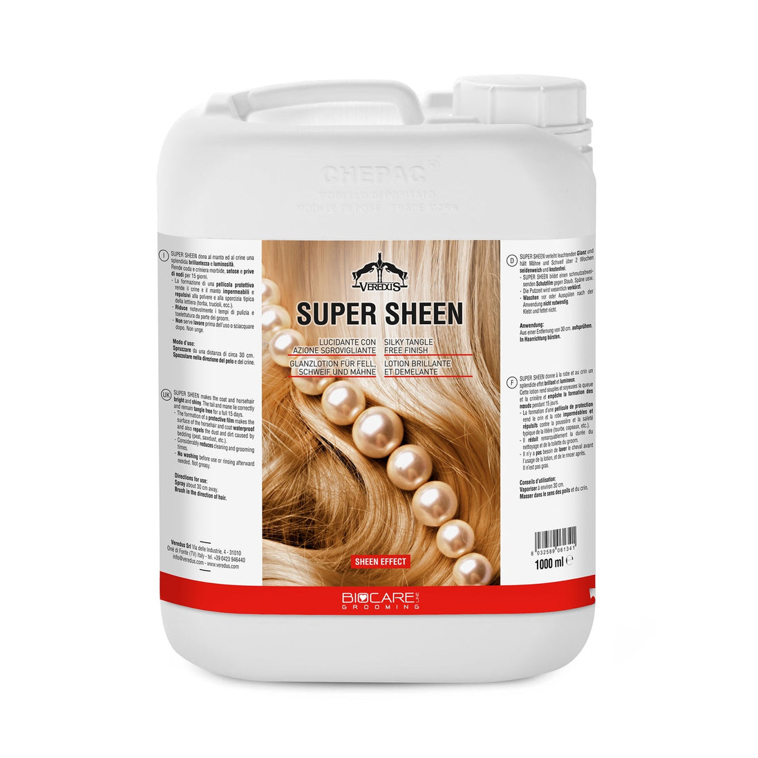 Veredus Super Sheen glans - en ontklitspray 5L Verzorgingsproducten - Maddelin Equestrian Veredus